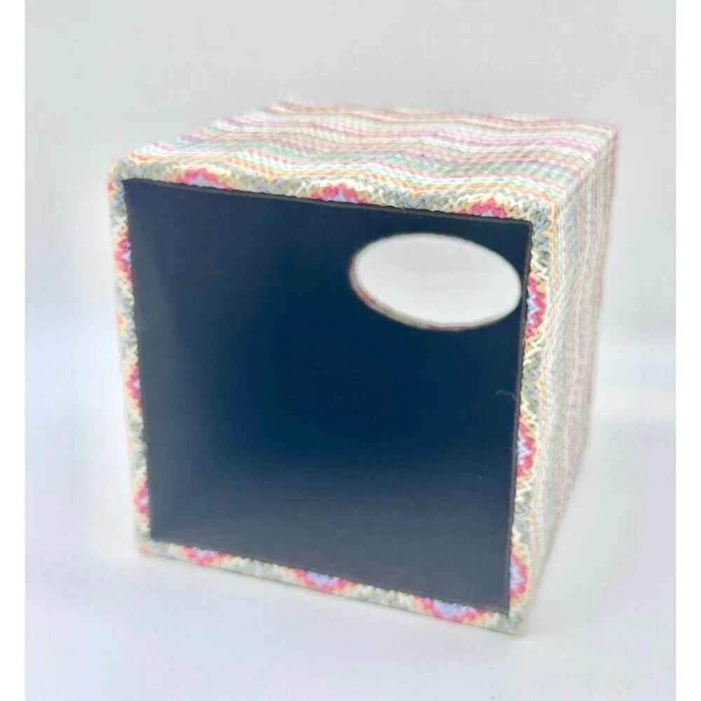 Square Tissue Box cover colorful, retro chevron pattern